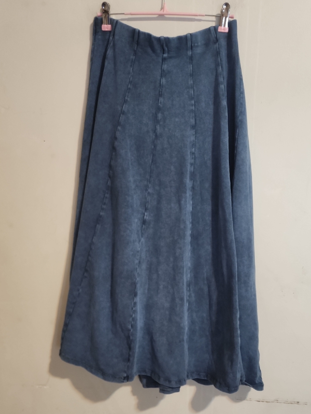 Classic Denim-Style Maxi Skirt in Dusty Blue